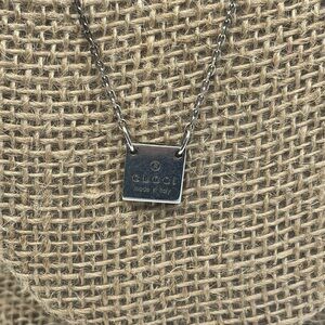 Gucci Necklace Square Plate Silver 925 Ladies GUCCI